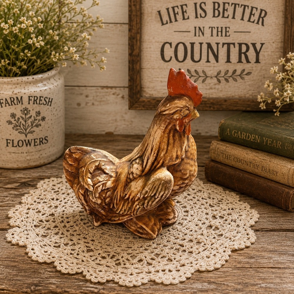 Vintage Glickman 67 Ceramic Rooster Figurine Brownโ Farmhouse Country Decor 1967